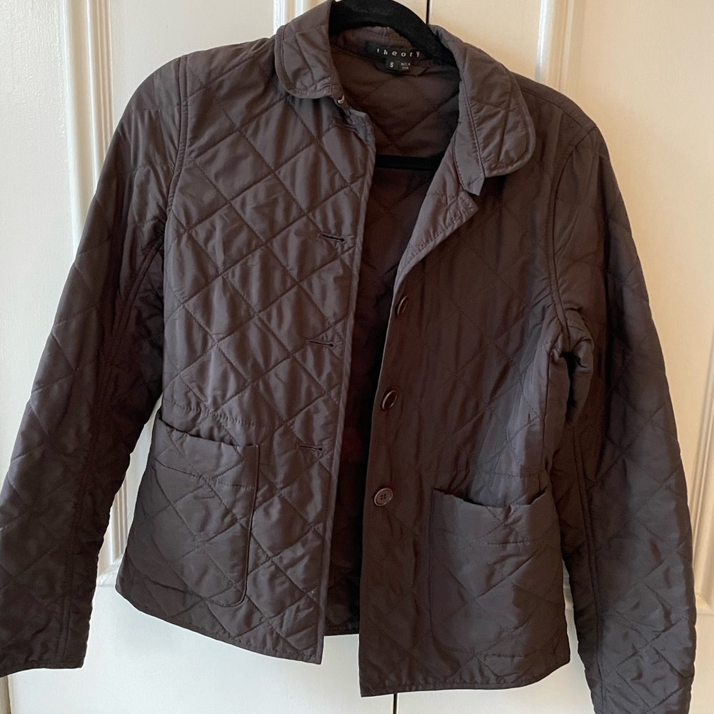 Theory Brown Quilted Jacket Size Small